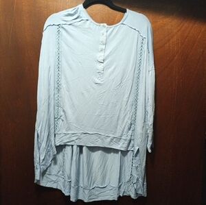 Pol Boutique Woman's Hi Low Tunic Top NWOT Size Small Lace Cutout Baby Blue
